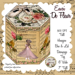 GORGEOUS TALL HEXAGONAL DECOUPAGE BOX - Envoi De Fleur