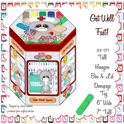 TALL HEXAGONAL DECOUPAGE BOX - GET WELL FAST!
