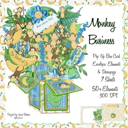 3D POP BOX CARD KIT - MONKEY BUSINESS