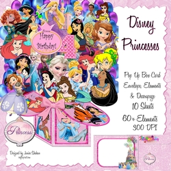 cup896321_2049 - PRINCESS DISNEY BIRTHDAY PARTY 3D POP UP BOX CARD