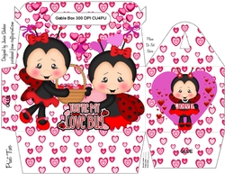 GABLE TOP GIFT BOX - VALENTINES DAY LOVE BUG LADY BUGS