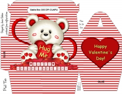 GABLE TOP GIFT BOX - VALENTINES DAY BEAR HUGS BOYS AND GIRLS