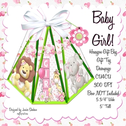 NEW BABY GIRL - OCTAGON FAVOR GIFT BAG