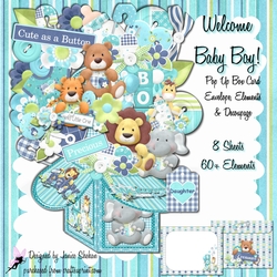 3D POP UP BOX CARD KIT - WELCOME BABY BOY