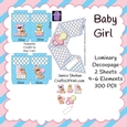 BABY GIRL PINK LUMINARY LUMINARIES DECOUPAGE