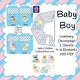 BABY BOY BLUE LUMINARY LUMINARIES DECOUPAGE