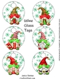 WINE GLASS TAGS CHRISTMAS GNOMES GNOME