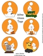 WINE GLASS TAGS HALLOWEEN GHOSTS