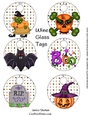 WINE GLASS TAGS HALLOWEEN GOBLINS, SCARIES
