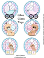 WINE GLASS TAGS BABY SHOWER NEW BABY