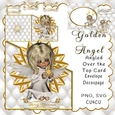 ANGLED OVER THE TOP CARD CHRISTMAS GOLDEN ANGELS