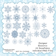 DESIGNER RESOURCES ~ 25 PNG CHRISTMAS SNOWFLAKES CLIPART