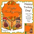 THANKSGIVING SHAPED GATEFOLD CARD AND ENVELOPE KIT TURKEY
