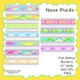 NEON PLAID RIBBON BORDERS LACE PNG