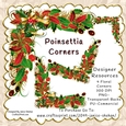 CHRISTMAS GOLD POINSETTIA CORNER PNG CLIPART