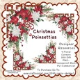 CHRISTMAS, POINSETTIA, GOLD, FLORAL FLOWER CORNER PNG CLIPART