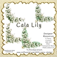 CALA LILY LILLIES FANCY CORNER PNG CLIPART SET OF 4