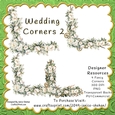 WEDDING BRIDAL WHITE PEONY FANCY CORNER PNG CLIPART SET OF 4