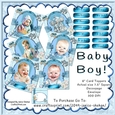 NEW BABY BOY, 6 CARDTOPPERS, BUMPER KIT, DECOUPAGE, SENTIMENTS, ENVELOPE