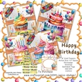 HAPPY BIRTHDAY, 4 CARD TOPPERS, BUMPER KIT, DECOUPAGE, SENTIMENTS, ENVELOPE