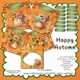 AUTUMN FALL PUMPKINS LEAVES CARD BUMPER KIT WITH DECOUPAGE AND ENVELOPE