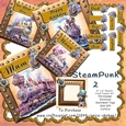 STEAMPUNK 2 STEAM PUNK BIRTHDAY 4 CARD TOPPER BUMPER KIT WITH DECOUPAGE AND ENVELOPE
