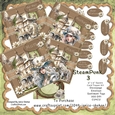 STEAMPUNK 3 STEAM PUNK BIRTHDAY 4 CARD TOPPER BUMPER KIT WITH DECOUPAGE AND ENVELOPE