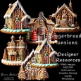 GINGERBREAD VICTORIAN, MANSIONS, PNG, CLIPART, CHRISTMAS