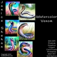 WATERCOLOR, SNAKES, COBRA, PYTHON, BUNDLE, CARD FRONTS, CLIPART, SUBLIMATION, AFRICAN ELEPHANT, PNG