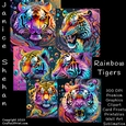 RAINBOW TIGERS, TIGER, BACKGROUND, BUNDLE, CARD FRONTS, CLIPART, SUBLIMATION, PNG