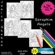 25 ANGEL, SERAPHIM ANGELS, COLOURING BOOKS, CHILDREN, ADULT, PRINTABLE DIGITAL COLORING SHEETS, COLORING PAGES, COLORING BOOK