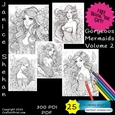 25 MERMAID, MERMAIDS, COLOURING BOOKS, CHILDREN, ADULT, PRINTABLE DIGITAL COLORING SHEETS, COLORING PAGES, COLORING BOOK