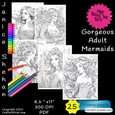 25 MERMAID, MERMAIDS, COLOURING BOOKS, CHILDREN, ADULT, PRINTABLE DIGITAL COLORING SHEETS, COLORING PAGES, COLORING BOOK
