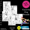 25 FAVORITE DOG BREEDS, PRINTABLE SHEETS, COLOUR ING BOOKS, CHILDREN, ADULT, PRINTABLE DIGITAL COLORING SHEETS, COLORING PAGES, COLORING BOOK