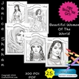 25 BEAUTIFUL WOMEN OF THE WORLD, PRINTABLE SHEETS, COLOUR ING BOOKS, CHILDREN, ADULT, PRINTABLE DIGITAL COLORING SHEETS, COLORING PAGES, COLORING BOOK