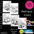 25 ANTIQUE CARS, AUTOMOBILES, MEN, PRINTABLE SHEETS, COLOUR ING BOOKS, CHILDREN, ADULT, PRINTABLE DIGITAL COLORING SHEETS, COLORING PAGES, COLORING BOOK