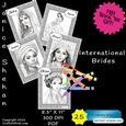 25 INTERNATIONAL WEDDING BRIDES, ADULT COLORING PAGES, COLORING SHEETS