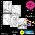 25 BIRDS OF A FEATHER, ADULT COLORING PAGES, COLORING SHEETS, PEACOCK, PARROT, MACAW