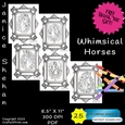 25 WHIMISCAL HORSES, HORSE, BEAUTIFUL, ADULT COLORING PAGES, COLORING SHEETS