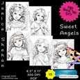 15 Sweet Angels, Angel, Angelic, Heavenly Angels Printable Coloring Pages Sheets
