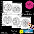 15 FLORAL MANDALAS ADULT Printable Coloring Pages Sheets