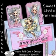 SWEET FAIRY MOTHERS DAY, BIRTHDAY FOLDING CARD, ENVELOPE, DECOUPAGE