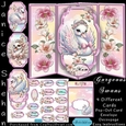 4 CARD KITS IN ONE, GORGEOUS SWANS, NEW BABY, HAPPY BIRTHDAY