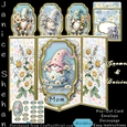 GNOMES AND DAISIES, 4 SEPERATE FRONTS, 3D CENTER POP OUT CARD, ENVELOPE, SENTIMENTS AND DECOUPAGE KITS