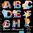 SWEET MERMAIDS ALPHABET, ABC, LETTERS, 