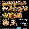 HONEY BEES, BEE HIVE, HOUSE, COLORFUL, CUTE, PNG CLIPART