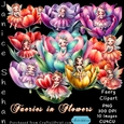 10 FAERIES IN FLOWERS CLIPART PNG