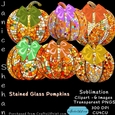 HALLOWEEN, AUTUMN, STAINED GLASS PUMPKINS, CLIPART, SUBLIMATION, PNG, CU4CU, 