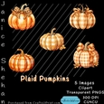  PLAID PUMPKINS HALLOWEEN, AUTUMN, PUMPKINS, CLIPART, SUBLIMATION, CARDS