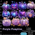 PURPLE PUMPKINS HALLOWEEN, AUTUMN, PUMPKINS, CLIPART, SUBLIMATION, CARDS
